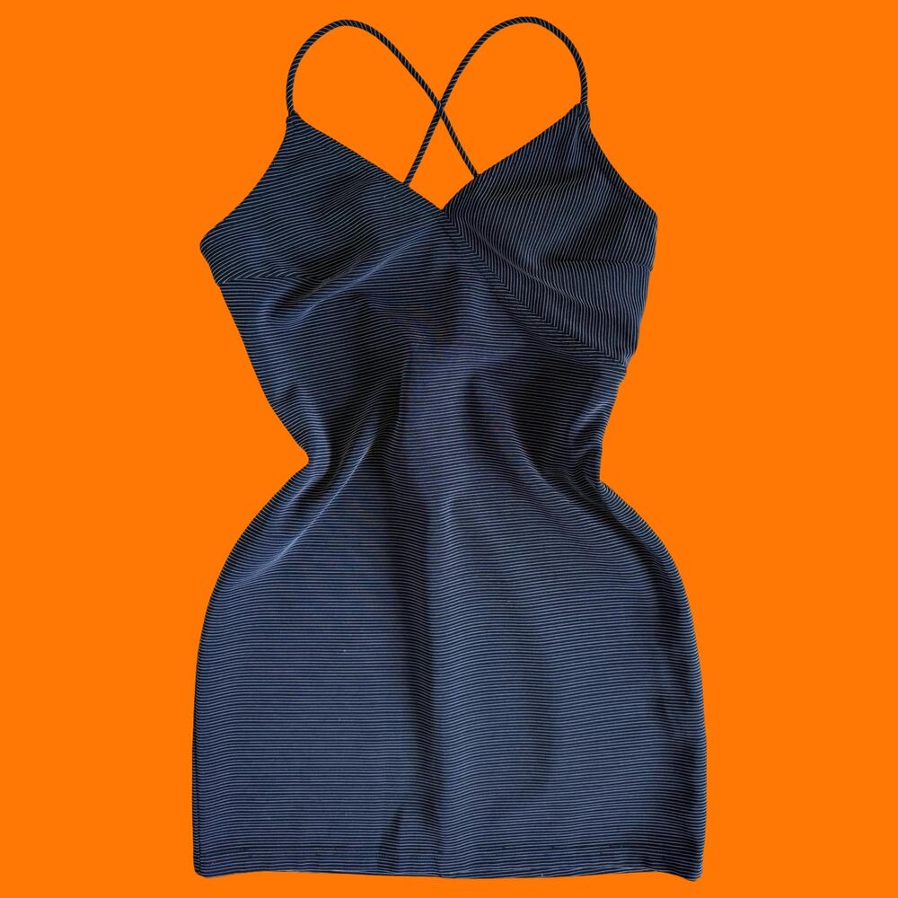 90's vintage navy pin striped bodycon mini dress MEDIUM urban girl